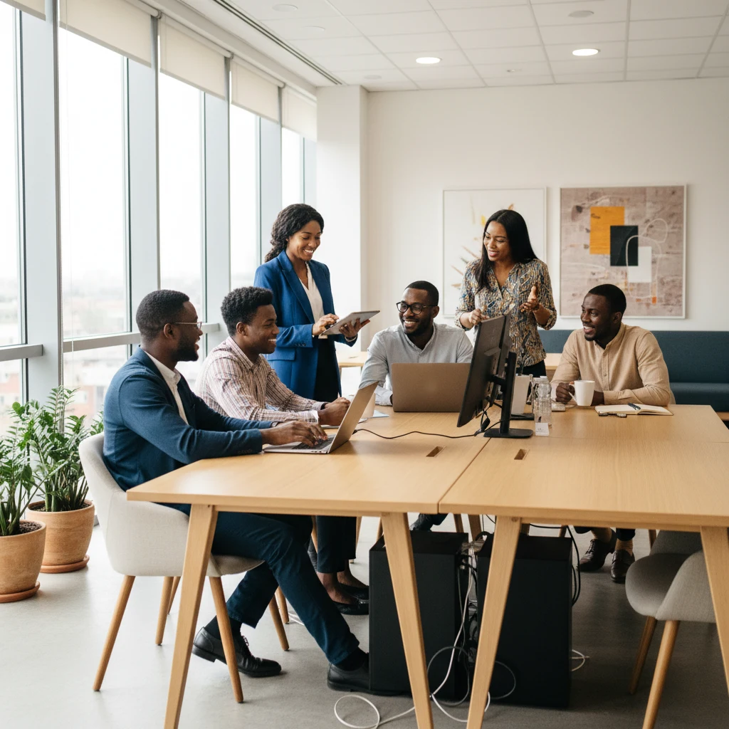 Colleagues collaborating around a conference table