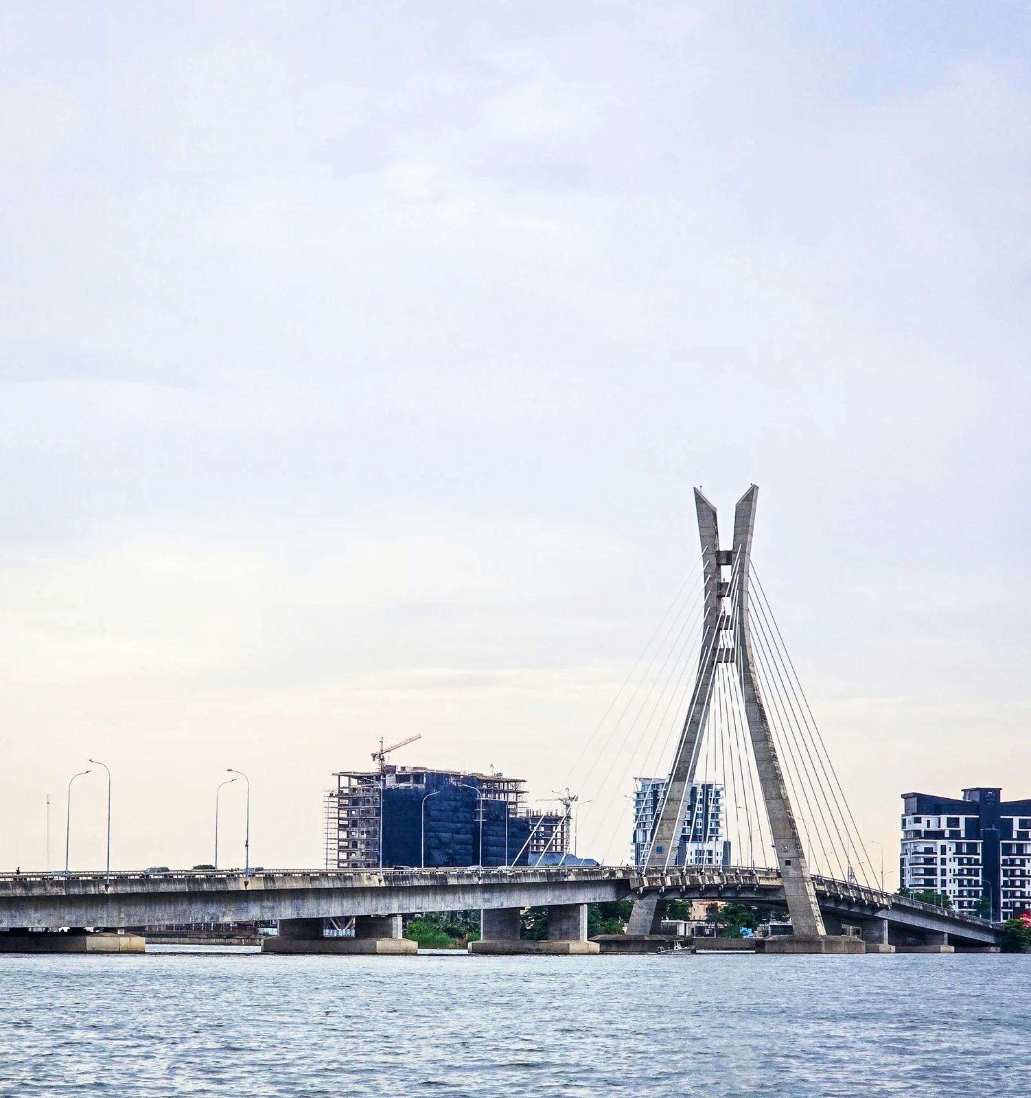 Cable-stayed bridge spanning the Lagos waterfront